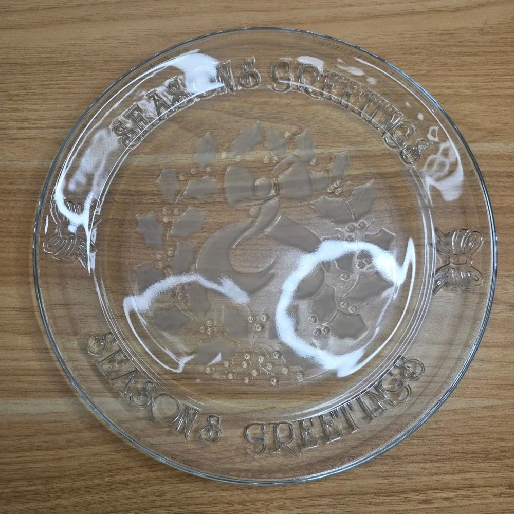 Christmas Anchor Hocking Seasons Greetings Wreath Serving Platter in Box 100/666